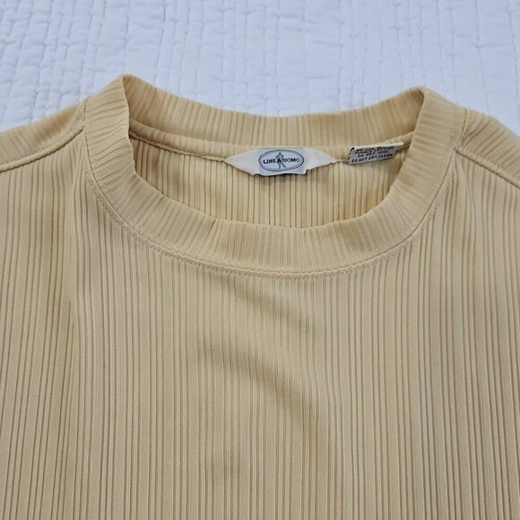 Line A Uomo Crewneck T-Shirt Men's XXL Butter Yellow Stretch Textured EUC - Picture 4 of 11
